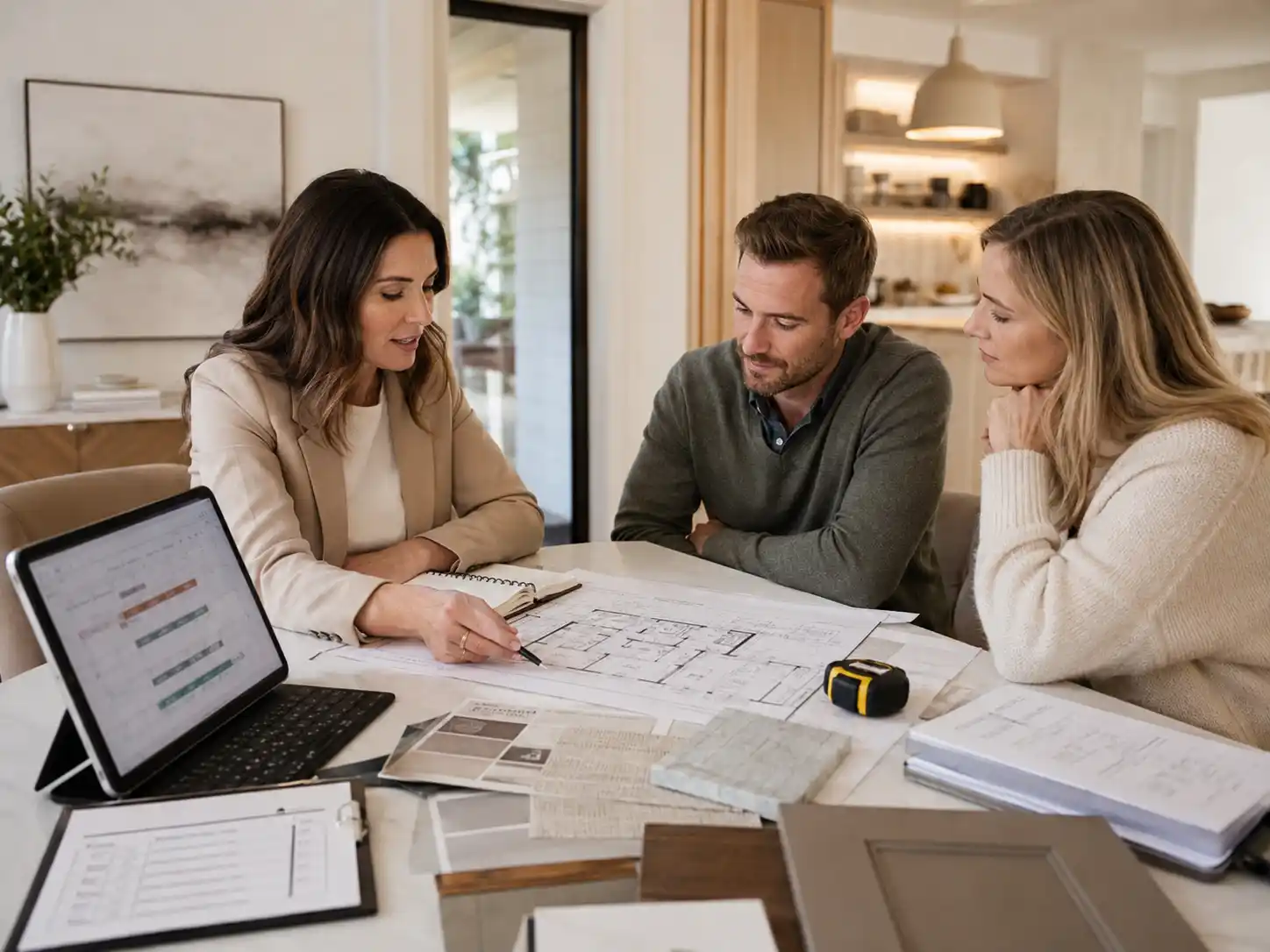 Project planning materials, finish samples, and design notes